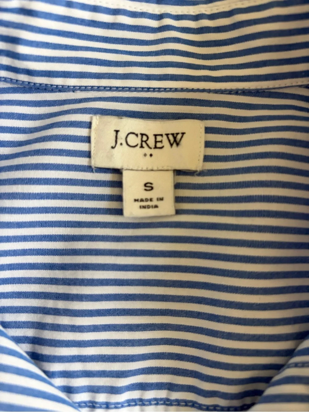 J. Crew Blue and White Narrow Stripe Button-Down Shirt size S